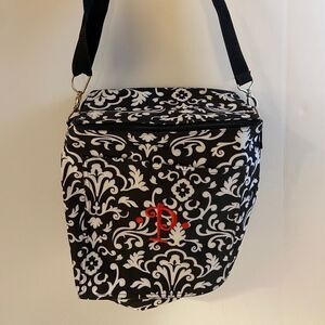 Thirty one Black white insulated cooler bag  monogram P